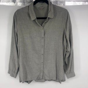 J Jill Gray Button Down Blouse Top Large